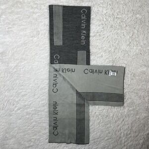 CALVIN KLEIN Unisex Scarf Gray‎ & Dark Gray Reversible Knit Warm